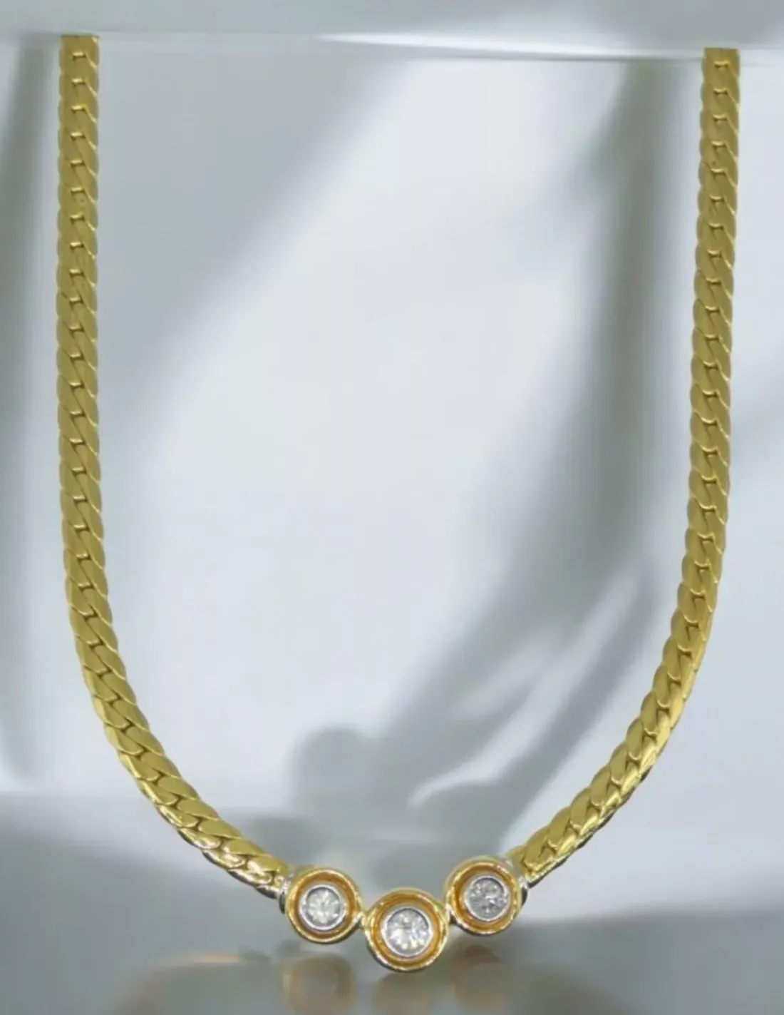 Cheap Gargantilla con tres diamantes chatón oro 18k - 40cm Cadenas Con Brillantes|Gargantillas De Oro