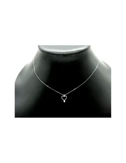 New Gargantilla corazón con brillante oro blanco 18k - 44 cm Cadenas Con Brillantes|Gargantillas De Oro