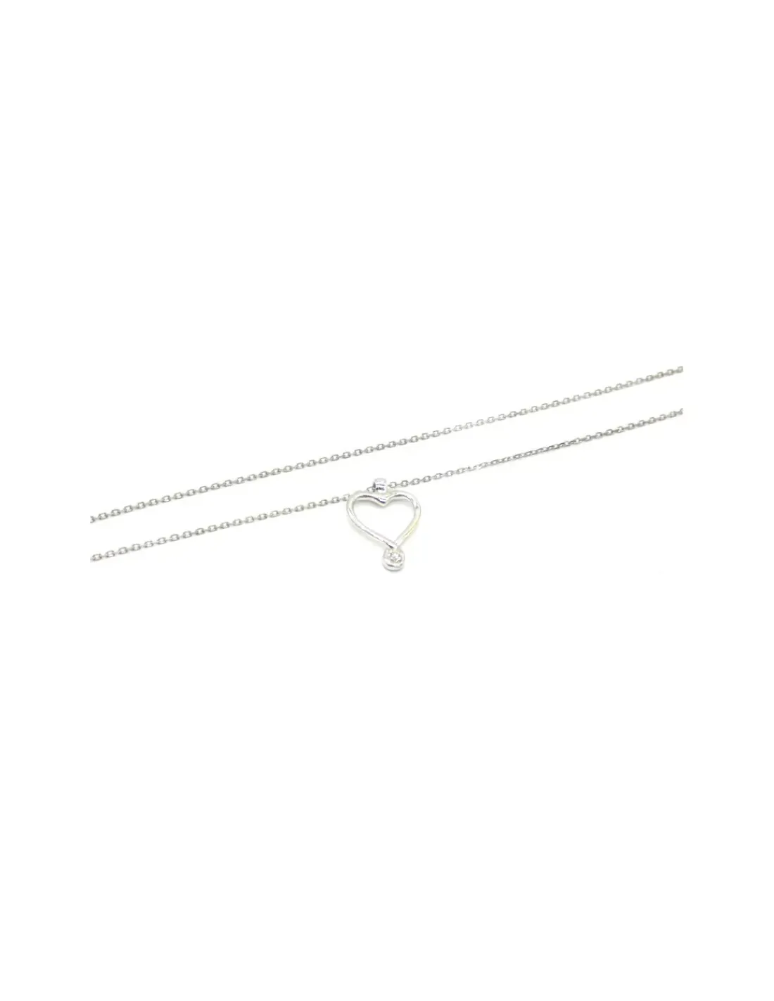 New Gargantilla corazón con brillante oro blanco 18k - 44 cm Cadenas Con Brillantes|Gargantillas De Oro