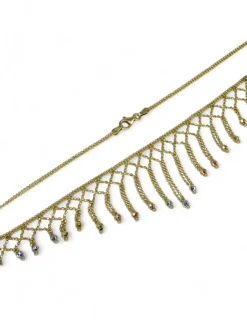 Sale Gargantilla de encaje con bolitas oro tricolor 18k - 40x0.2 cm Gargantillas De Oro