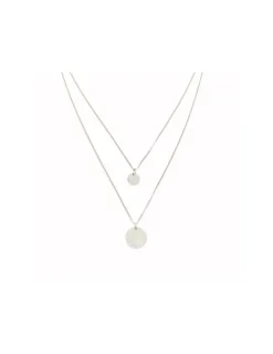 New Gargantilla doble cadena con chapa plata rodiada - 50 cm Gargantillas De Plata