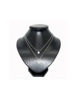 New Gargantilla doble cadena con chapa plata rodiada - 50 cm Gargantillas De Plata