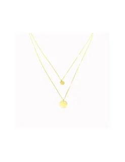 Online Gargantilla doble cadena con chapa plata chapada oro 18k - 42 cm Gargantillas De Plata