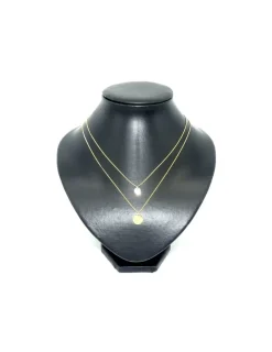 Online Gargantilla doble cadena con chapa plata chapada oro 18k - 42 cm Gargantillas De Plata