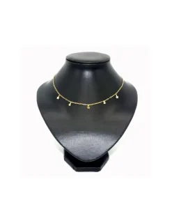 Sale Gargantilla estrellitas y chatón circonitas plata chapada oro 18k - 42cm Gargantillas De Plata