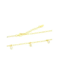 Sale Gargantilla estrellitas y chatón circonitas plata chapada oro 18k - 42cm Gargantillas De Plata