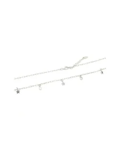 New Gargantilla estrellitas y chatón circonitas plata rodiada - 45 cm Gargantillas De Plata
