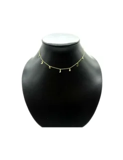 New Gargantilla plata chapada en oro con medias lunas y chatones - 38cm Gargantillas De Plata