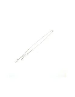Hot Gargantilla plata doble altura media luna nácar, estrella y circonitas - 44cm Gargantillas De Plata