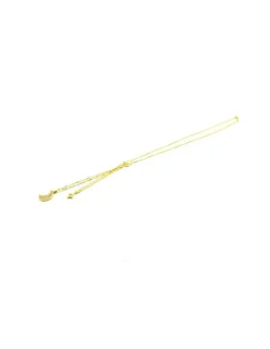 Online Gargantilla plata dorada doble altura media luna nácar, estrella y circonitas - 44cm Gargantillas De Plata