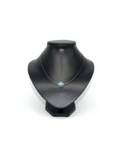 Flash Sale Gargantilla plata y acero con colgante flor y bola turquesa - 45cm Gargantillas De Plata