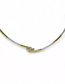 Sale Gargantilla semirrígida bicolor oro 18k - 36cm Cordones De Oro
