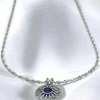 New Gargantilla tallaje antiguo con circonitas y circonita azul oro blanco 18k - 44 cm Gargantillas De Oro