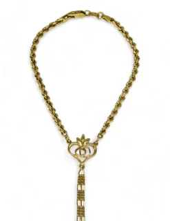 Best Sale Manita de cordón con corazón calado y alianzas entrelazadas oro 18k - 19cm Pulseras De Oro|Manitas
