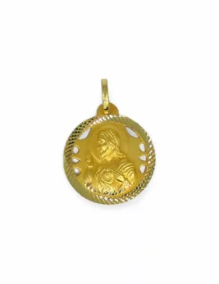 Sale Medalla escapulario Virgen de la Cabeza y Sagrado Corazón oro 18k - 1.3cm Medalla De La Virgen|Medalla De Cristo