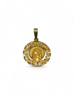 Online Medalla Virgen niña con circonitas y aro calado oro 18k Medalla De La Virgen|Colgante Con La Virgen