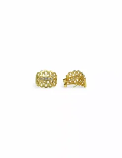 Hot Pendientes abanico con cinco circonitas oro 18k Pendientes De Oro
