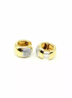 New Pendientes aro anchos con diamantes oro 18k Pendientes Con Brillantes|Aros De Oro