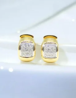 New Pendientes aro anchos con diamantes oro 18k Pendientes Con Brillantes|Aros De Oro