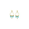 Shop Pendientes aro bolitas perla tono turquesa oro 18k Pendientes De Oro