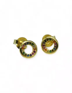 Clearance Pendientes aro circonitas colores plata 925 chapada oro Pendientes De Plata