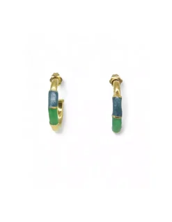 Sale Pendientes aro decorado azul y verde oro 18k Aros De Oro