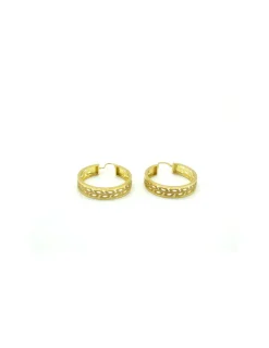 New Pendientes aros criollas con diseño calado oro 18k Aros De Oro