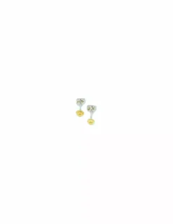 Cheap Pendientes bicolor circonitas oro 18k - 1cm - 0,74gr Pendientes De Oro