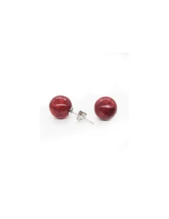 Fashion Pendientes bola coral plata de Ley - 10mm Pendientes De Plata
