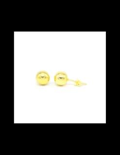 Hot Pendientes bola plata de Ley chapada oro - 8mm Pendientes De Plata