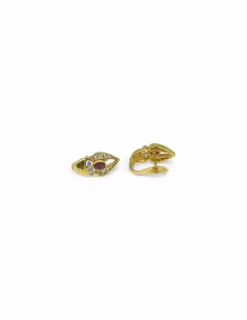 Discount Pendientes calados con rubíe y circonitas oro 18k Pendientes De Oro
