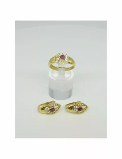 Discount Pendientes calados con rubíe y circonitas oro 18k Pendientes De Oro