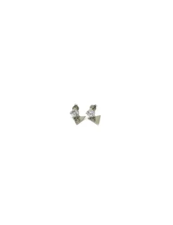 Outlet Pendientes circonita cuatro garras y triángulo invertido plata Pendientes De Plata