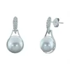 Fashion Pendientes colgantes circonitas perla cultivada blanca plata 925 Pendientes De Oro
