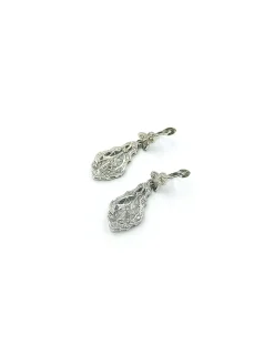 Fashion Pendientes colgantes con circonitas oro blanco 18k - 4cm Pendientes De Oro