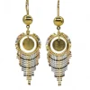 Clearance Pendientes colgantes monedas y bolitas oro bicolor 18k Pendientes De Oro