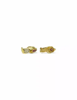 Outlet Pendientes con circonitas blancas y rojas oro 18k Pendientes De Oro
