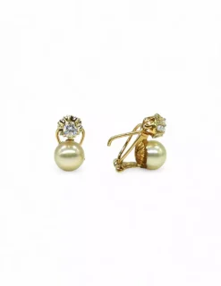 Sale Pendientes con perla y circonita oro 18k Pendientes De Oro