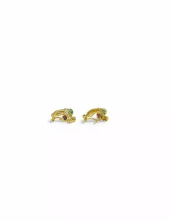 Cheap Pendientes con piedra verde y roja oro 18k Pendientes De Oro
