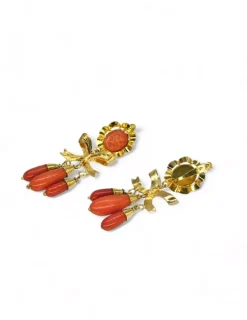 Hot Pendientes coral oro 18k Pendientes De Oro