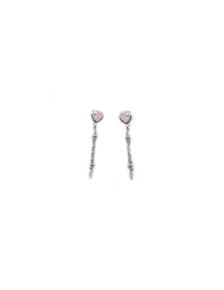Online Pendientes  corazón circonita rosa con cadena plata 925 Pendientes De Plata
