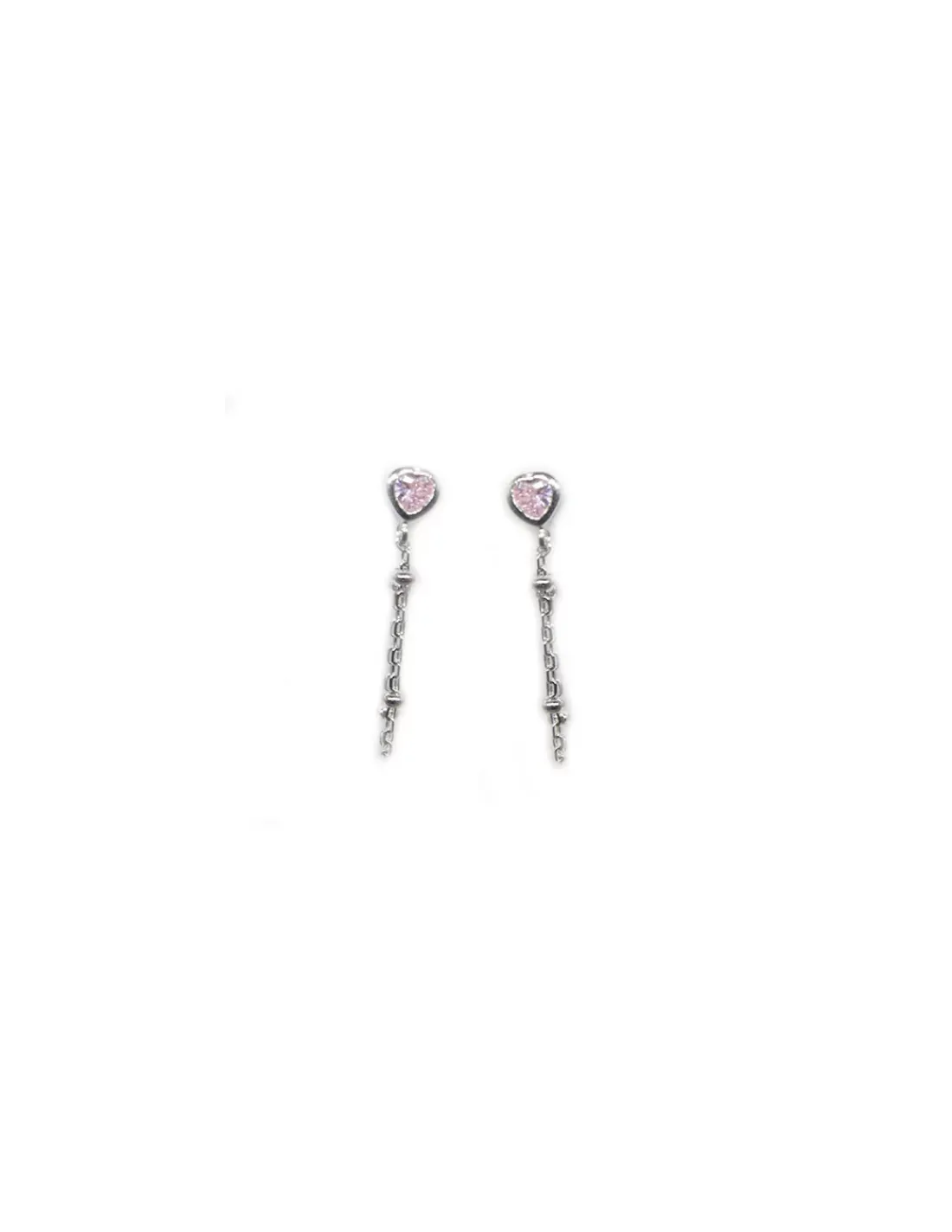 Online Pendientes corazón circonita rosa con cadena plata 925 Pendientes De Plata