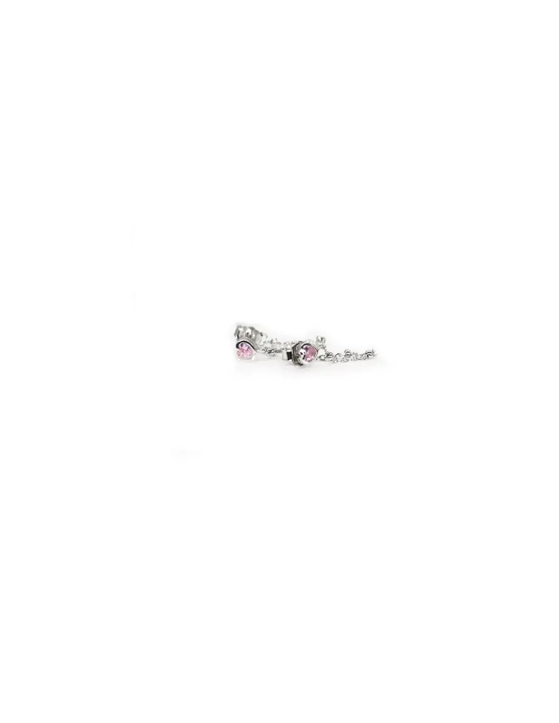 Online Pendientes corazón circonita rosa con cadena plata 925 Pendientes De Plata