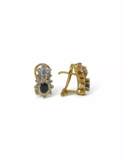 Flash Sale Pendientes corona circonitas y piedra azul oro 18k Pendientes De Oro