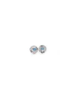 Best Sale Pendientes círculo circonitas 10mm y aguamarina redondo Plata Pendientes De Plata
