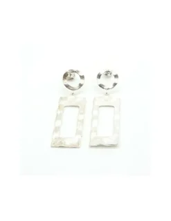 Outlet Pendientes círculo y rectángulo colgante plata de Ley Pendientes De Plata