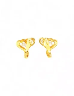 Discount Pendientes de tres corazones calados con circonitas oro 18k Pendientes De Oro