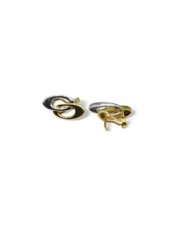 Hot Pendientes doble aro oval oro bicolor 18k Pendientes De Oro