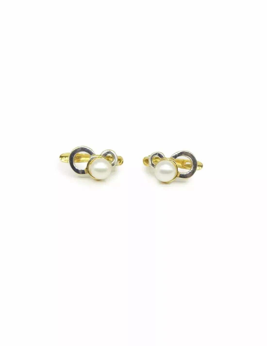 Best Pendientes doble circulo bicolor perla oro 18k Pendientes De Perlas|Pendientes De Oro