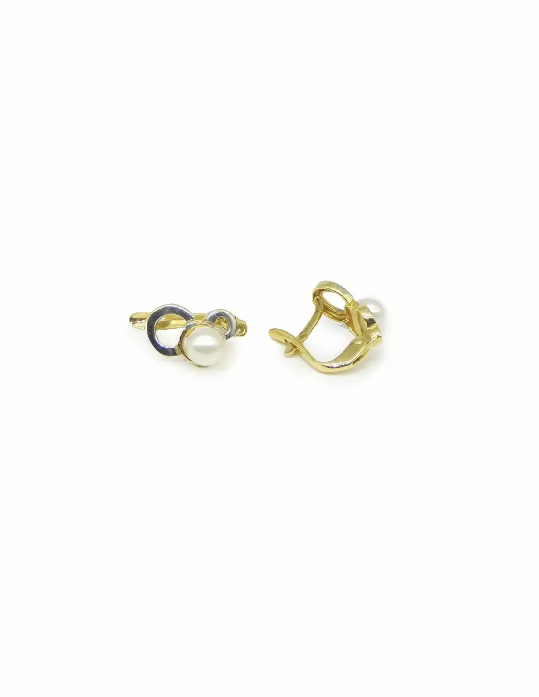 Best Pendientes doble circulo bicolor perla oro 18k Pendientes De Perlas|Pendientes De Oro